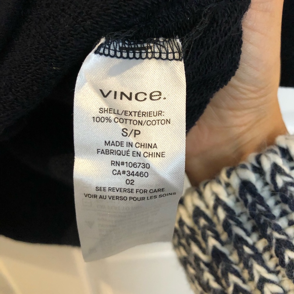 Vince | Navy Blue Cotton 3/4 Sleeve Sweatshirt - Picture 8 of 8